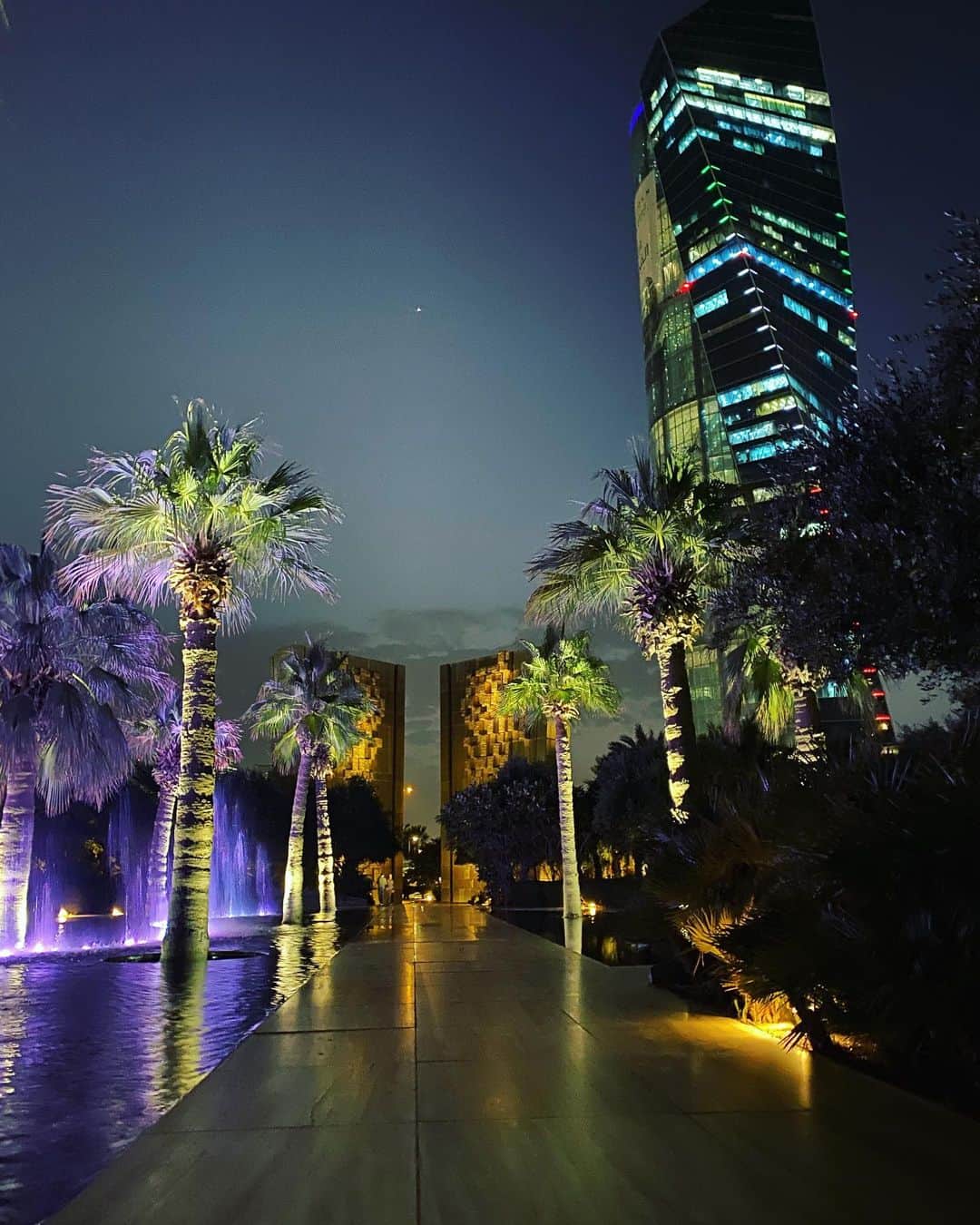 ステファニー・ヨーステンさんのインスタグラム写真 - (ステファニー・ヨーステンInstagram)「Night walk 🌴✨ #lastnight #alshaheedpark #constitutionmonument #kuwaitcity #urbanpark #kuwait #skyscraper #nightview #cyberpunk」2月5日 18時30分 - stefaniejoosten