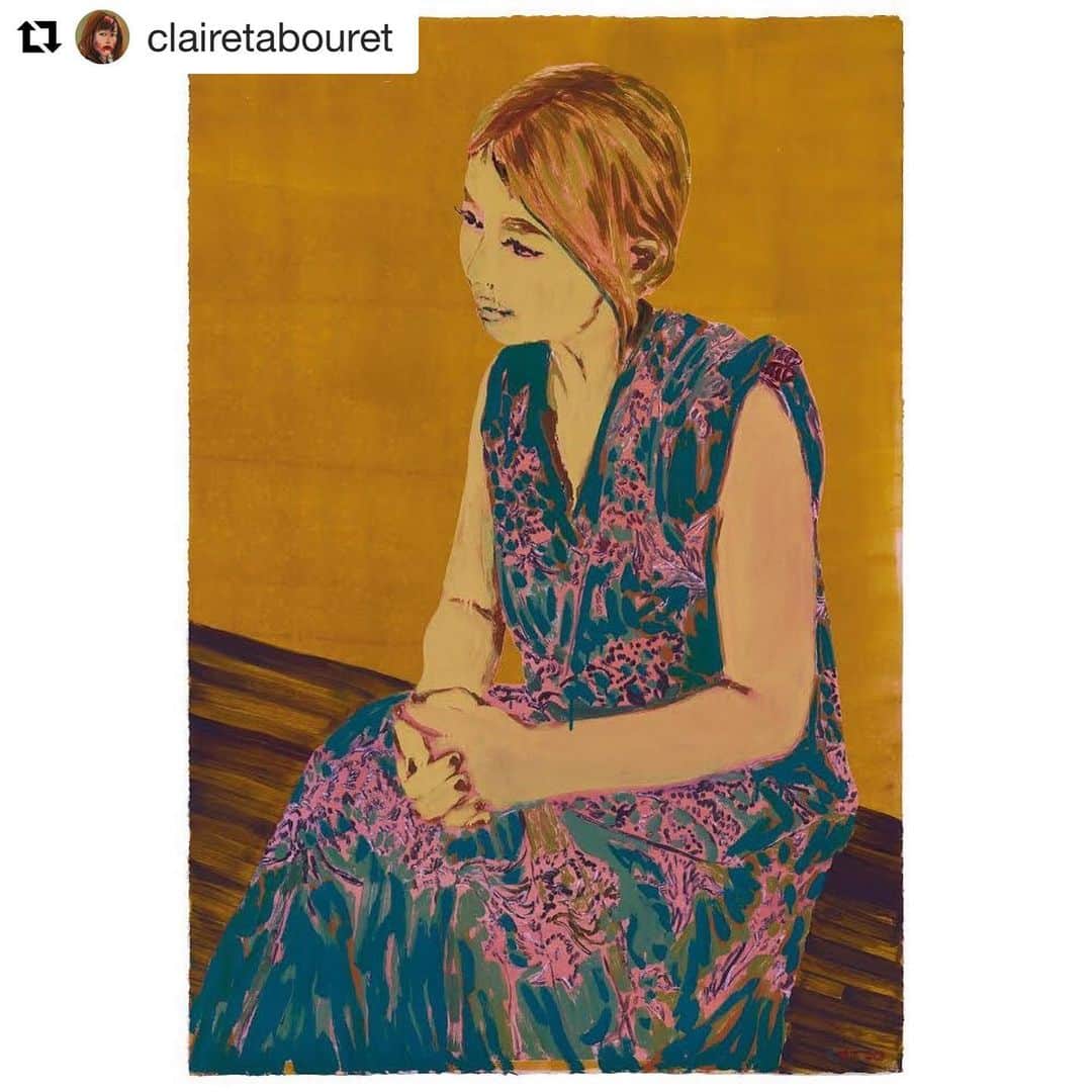 Sachiko Omoriのインスタグラム：「My portrait by Claire. ありがとう🌖  #Repost @clairetabouret ・・・ My show “The Pull of the Sun,” will open at @nightgallery on Saturday, February 15, with a reception from 6-8pm. The exhibition will continue through March 21, 2020 🌾🌸🌾 Above: “Sachiko (Green),” 2020 #clairetabouret #nightgallery」