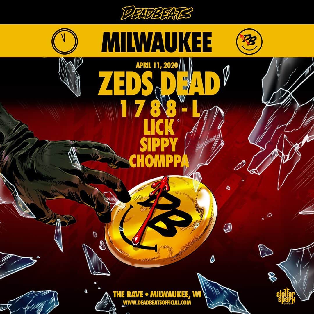 Zeds Deadのインスタグラム：「DEADBEATS MILWAUKEE ☠️ See you in April! Tickets on sale Friday on deadbeatsofficial.com」