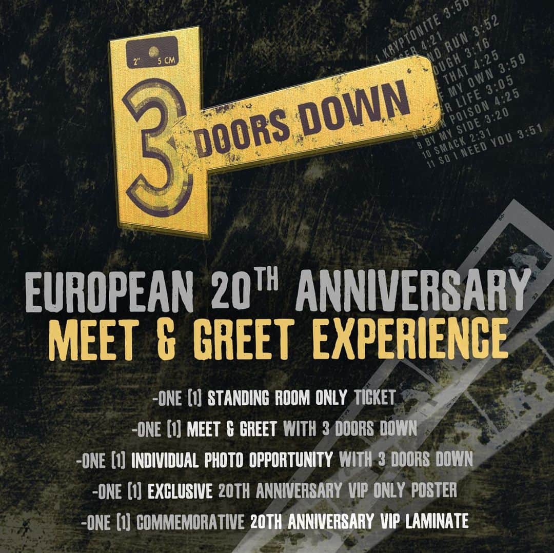3 Doors Downのインスタグラム：「On select shows, we’re offering a special 20th anniversary VIP package! It includes a Meet & Greet, photo with us, and special 20th Anniversary commemorative merchandise. There are a limited amount for each show - grab yours along with your pre-sale tickets now with the link in our bio!  Presale code: TBL2020  #TheBetterLife2020」