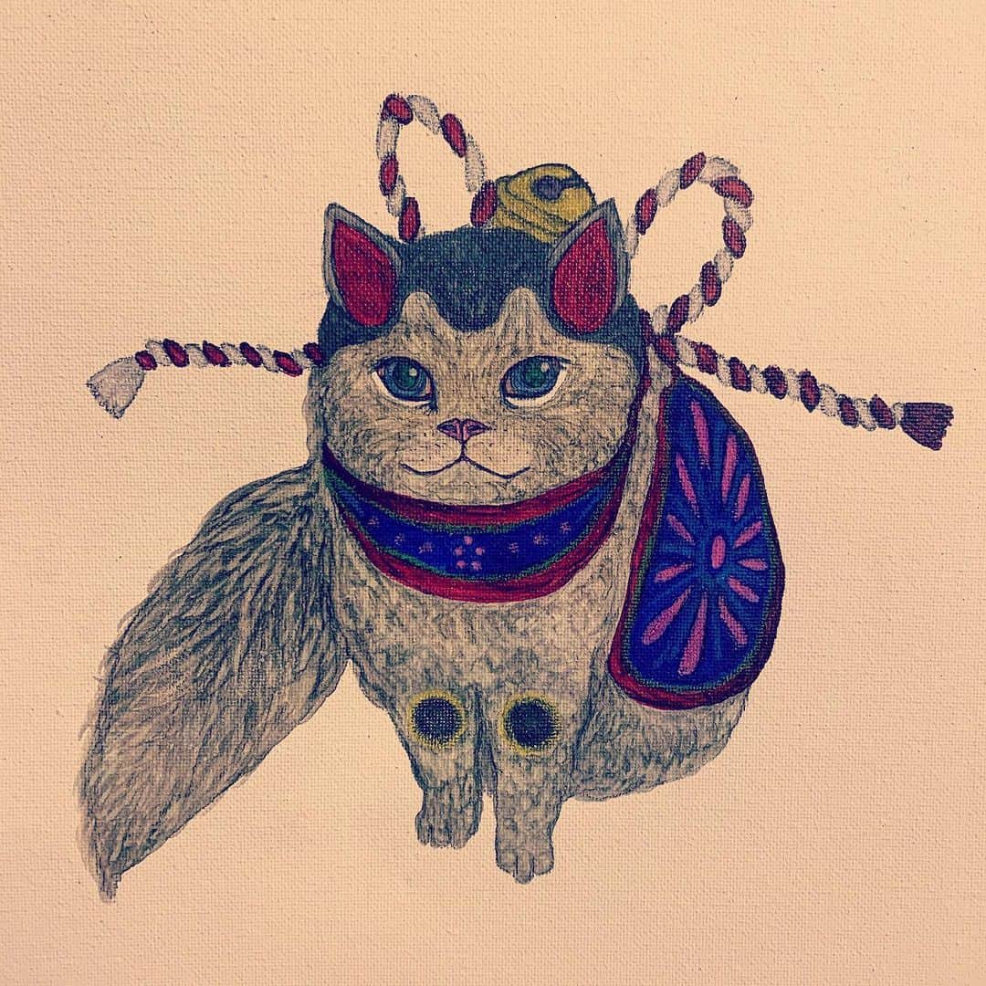 SATOKOさんのインスタグラム写真 - (SATOKOInstagram)「#犬張子 描いた。明らかに猫だけど。笑 個展まであと3日くらいかー。うー。ドキドキっ(*´Д｀*)♡ #satoko個展 #doramutoaato」2月7日 1時23分 - fc_satoko