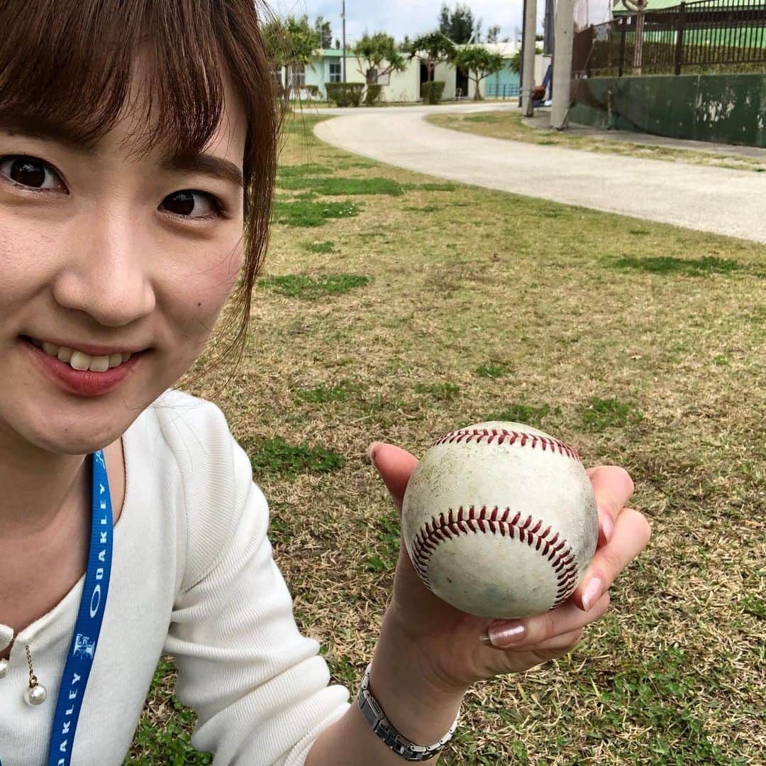 世永聖奈さんのインスタグラム写真 - (世永聖奈Instagram)「⚾️﻿ ﻿ 名護からハイサーイ！﻿ ﻿ 日中の最高気温は18度！﻿ 日差しが強かったので﻿ 日焼け止めを大量に塗りました🐼真っ白です。﻿ ﻿ きょうは﻿ 中田翔選手の場外弾をカメラに収めるため、﻿ ファンのみなさんと一緒にその瞬間を待っていました。 ドッキドキでした〜。﻿ 今回は場外弾が2本！もう少しで海！ものすごいパワー！ ﻿ おとといの国頭では﻿ 清宮選手の場外弾も追いかけてきました！﻿ 2枚目の写真に映っているのがその時のボールです⚾️﻿ （ボールはお返ししています）﻿ ﻿ 土曜日は1・2軍合同の紅白戦、﻿ 日曜日からは練習試合です。﻿ 開幕に向けて、羽撃いていきましょーう！﻿ ﻿ 私は明日が沖縄取材ラストです😭﻿ ﻿ #北海道日本ハムファイターズ﻿ #ファイターズ #lovefighters #羽撃く﻿ #中田翔 選手 #清宮幸太郎 選手 #場外弾﻿ ﻿ #HBC #北海道放送 #今日ドキッ﻿ #ブラボーファイターズ﻿ #bravoファイターズ﻿ #Fドッキュン #お宝映像 #収めました﻿ #今日深夜放送﻿ ﻿ #アナウンサー #世永聖奈 #セナスタグラム﻿ ﻿ もんすけグッズ好評発売中です！﻿ パーカーやタオル、マグネット付きゆび人形、﻿ ぜーんぶかわいいですよ🐵🧡﻿ ﻿ お買い求めの際はインターネット﻿ 【HBC北海道配信ショップ】で！﻿ ﻿ #もんすけ #グッズ #おすすめ﻿」2月6日 18時02分 - hbc_yonagasena