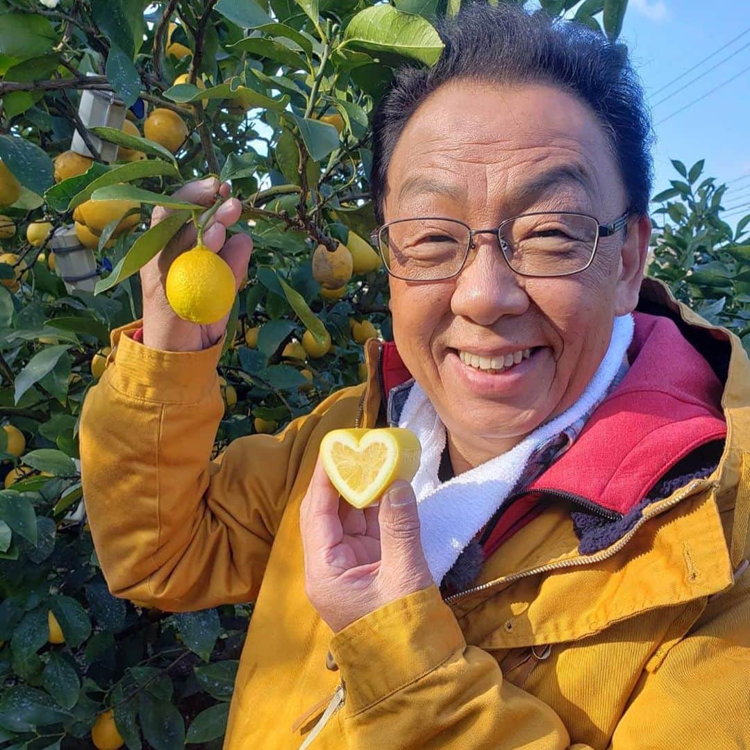 梅沢富美男さんのインスタグラム写真 - (梅沢富美男Instagram)「レモン沢富美男がレモン畑に里帰り！ 2月17日放送の「まんぷく農家メシ」のロケでレモン畑に行ってきましたよ。 今はハート型のレモンも作ってるんだって！かわいいね。」2月6日 18時21分 - tomioumezawa