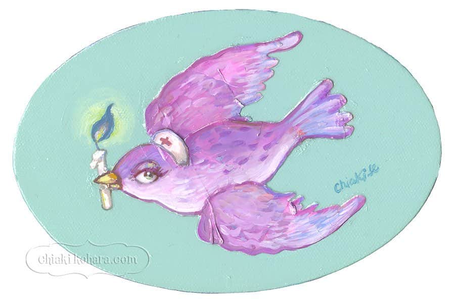 チアキコハラのインスタグラム：「《Rest in peace♡》 . #アート #チアキコハラ#bird  #pastelcolors #chiakikohara #artwork#acrylicpainting #drawing  #安らかにお眠りなさい♡ #今日はとてつもなく寒いから」