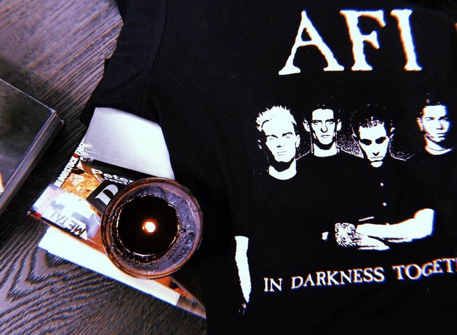 AFIのインスタグラム：「In Darkness Together / We Are Forming shirt + Clove Smoke Catharsis candle available now at the link in bio.」