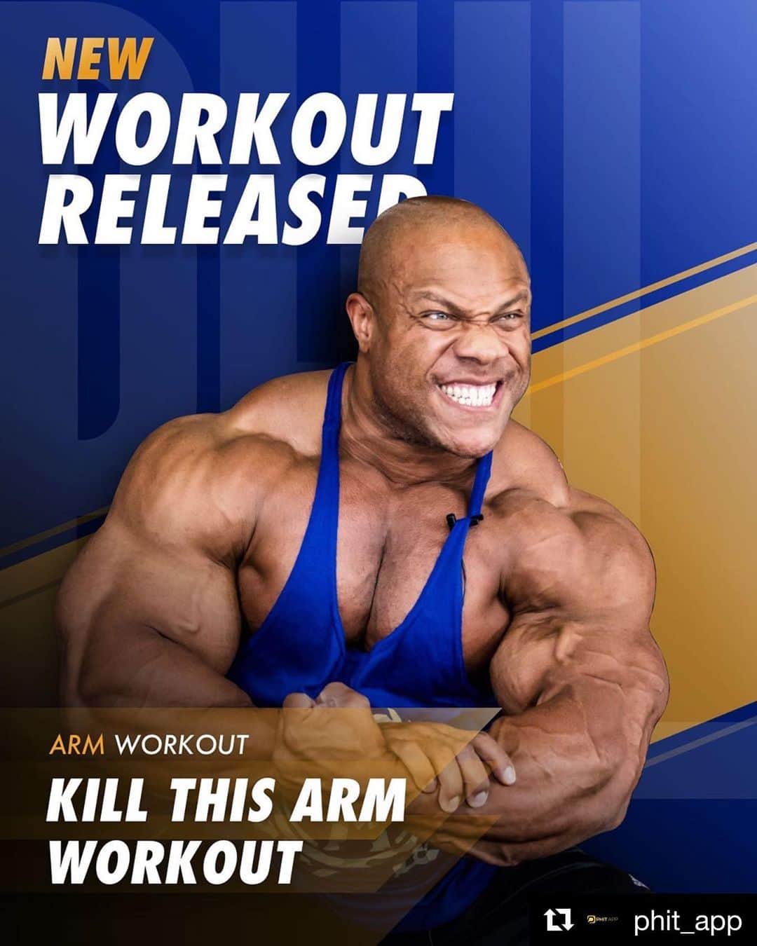 Phil Heathのインスタグラム：「Follow @phit_app and subscribe for free access now!  #Repost @phit_app ・・・ We got an all new arm workout available now in the app for all paid accounts! Sign in or sign up now to check out this killer arm workout. ⁣ ⁣ All paid accounts will also get exclusive access to all other multi-day programs, Q&A’s, and workout tracking features. ⁣⁣⁣⁣⁣⁣⁣⁣ .⁣ .⁣ .⁣ .⁣ #Bodybuilding #fitness #Phitapp #Gains #Lifting #weightlifting #training #weighttraning #personaltrainer #personaltraining #healthylifestyle #fitnessmotivation #fit #workouts #workoutsondemand #Phit #PhilHeath #mrolympia #health #IFBB #transformation #workout #betterbody #betterhealth #technique #gym」