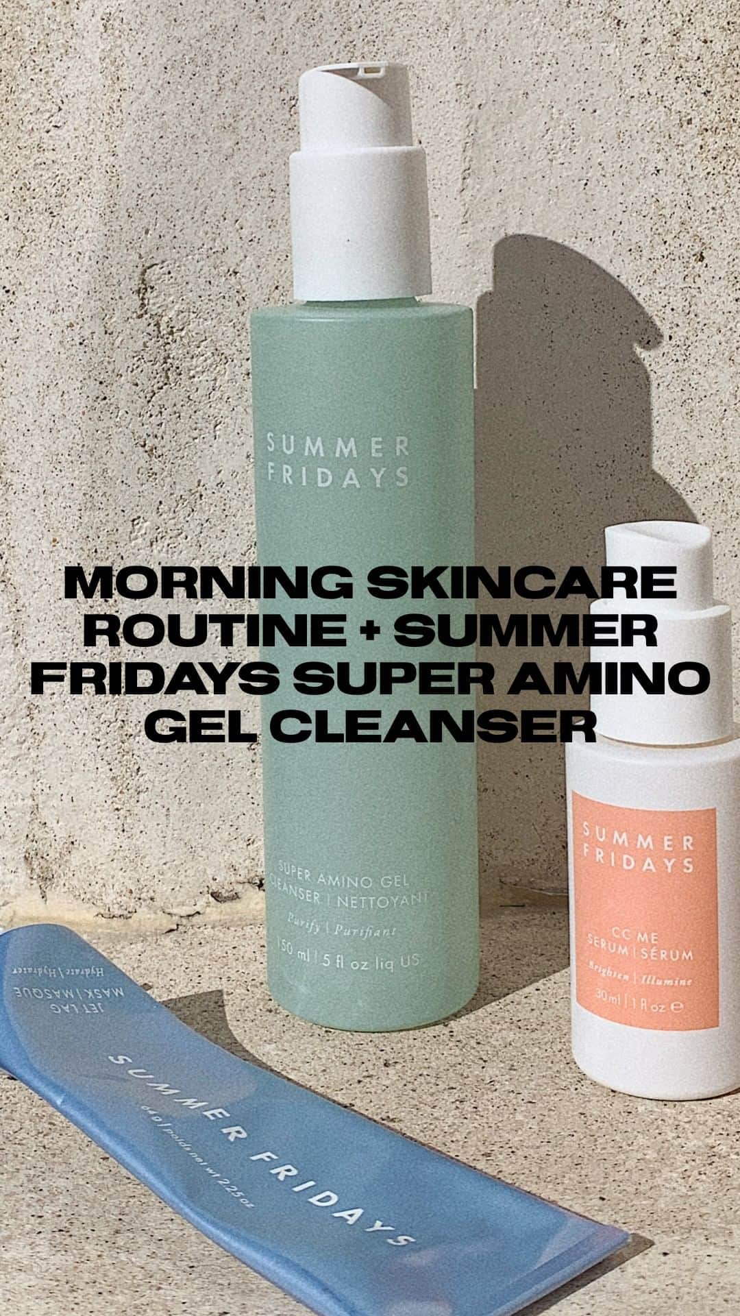Marianna Hewittのインスタグラム：「So excited to share our newest @summerfridays product, Super Amino Gel Cleanser! It really is *super* because it is superpowered by a restorative cocktail of 11 amino acids and a splash of mineral- rich sea water. It is a gentle pH-balancing cleanser that moisturizes and nourishes the skin as you’re washing your face and best of all - it is gentle enough for all skin types.  KEY BENEFITS: • pH-balancing and gentle for all skin types • Hydrating and nourishing (11 Amino Acids and Vitamin E) • Naturally removes makeup + excess oil (Coconut)  I also wanted to show you how I use it in my morning skincare routine!  It is available now at SummerFridays.com online at @Sephora (coming soon to stores) and internationally at @cultbeauty」