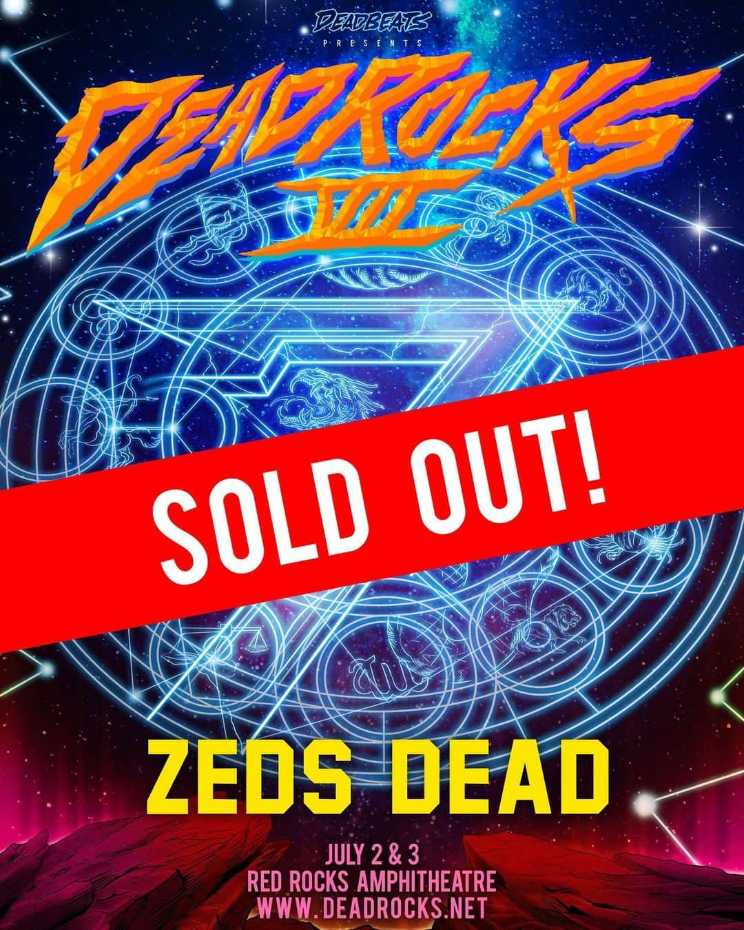 Zeds Deadのインスタグラム：「3 sold out nights in Denver this July! See you at DeadRocks ☠️ Lineups TBA soon!」