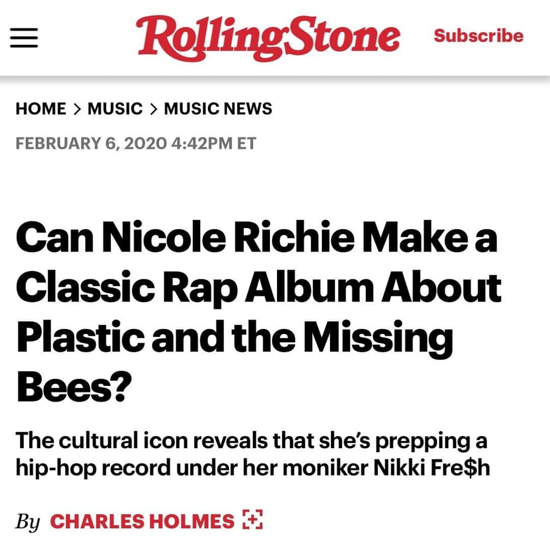 ニコール・リッチーのインスタグラム：「Well @rollingstone we shall see WE SHALL SEE... 🤔🥕🍅🥦 #NikkiFresh @quibi」