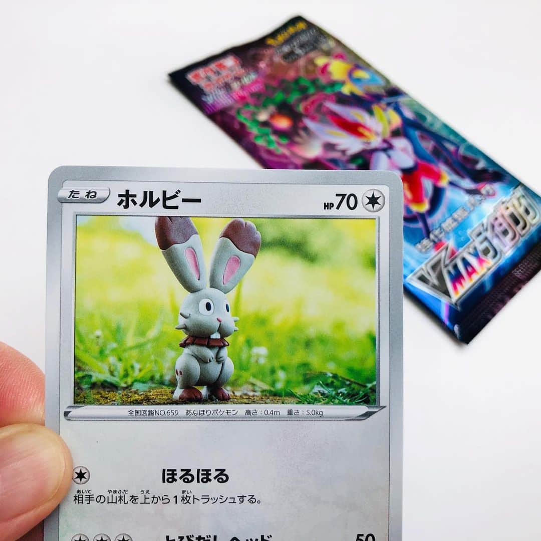 森井ユカさんのインスタグラム写真 - (森井ユカInstagram)「ポケモンカード用、たねポケモンの『ホルビー』を、焼いて固める樹脂粘土で作りました。強化拡張パック［VMAXライジング］に入っている、カモよ⁈ The New Pokémon card has gone out! These are handmade and made of clay(fimo). #ポケモンカード #ポケカ  #pokemoncards #clayart #森井ユカ #yukamorii #vmaxライジング」2月8日 10時16分 - yukamorii