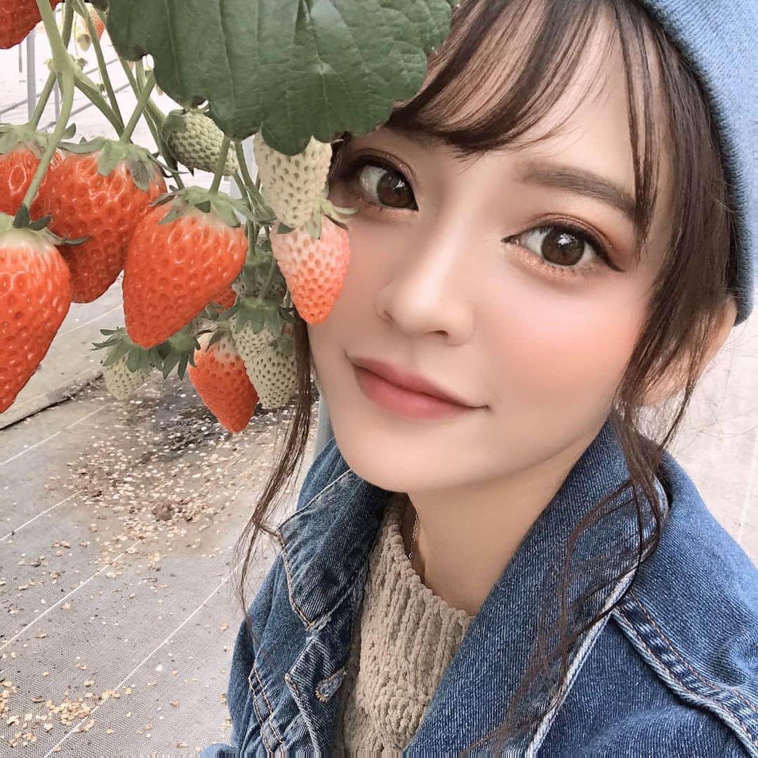 のインスタグラム：「イチゴの力を借りて女の子になってみた🍓 . たくさん食べたったけど結局そんなに食べれない😥 . . . #いちご狩り #いちご　#strawberry #自撮り　#加工　#詐欺　#japan #japanese #japanesegirl #nippon #foryou #followme #girl #おやすみ #友達　#friend #赤　#smile #tiktok #ビジョビ @b_b_j.j」