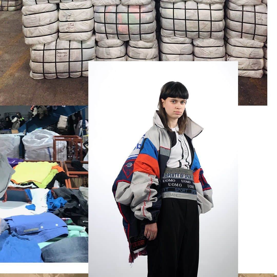 アンドレアクルーズのインスタグラム：「The model is wearing an unique outfit made with the help of BAU Design College students who have reused waste fabrics and creates theses incredible pieces! Be also a maker more than a consumer by creating yourself your own stuff! This is what we about 👚🩲🩳👕 #bau_bcn #workshop #upcycling #futuroffashion #reuseclothes #stopwasting #futurisnow #uniquepieces #rare #rarepiece #buydifferently #renewtheessential #notjustaproduct #notafashionvictim #beamaker #notaconsumer」