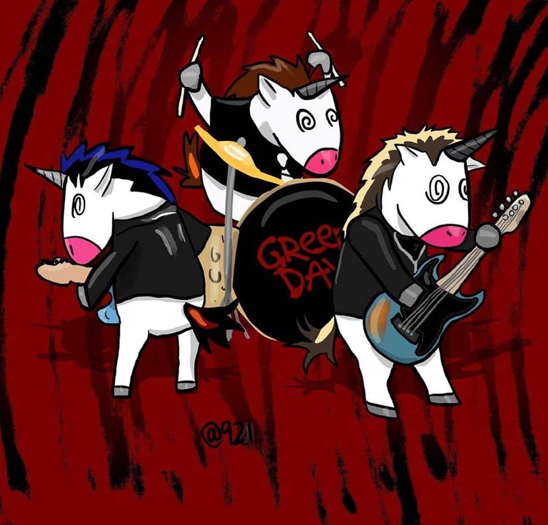 Green Dayのインスタグラム：「A Horny trio 🦄🦄🦄 (🎨: @sideburngod921)」