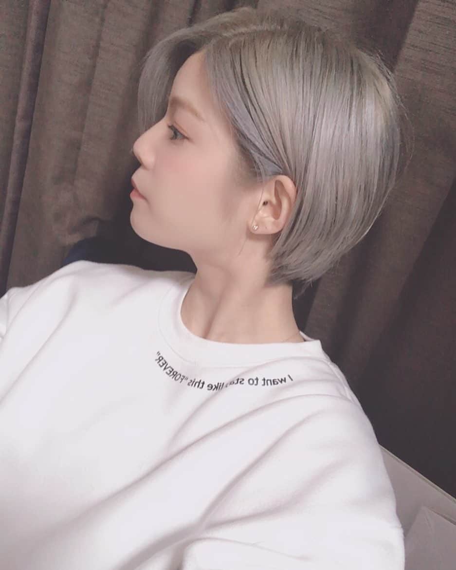 菜月アイルさんのインスタグラム写真 菜月アイルinstagram 髪チェンジ 色はシルバーっぽいかんじ そんでもって大幅カット スッキリ 派手髪ショートはお好き ショートヘア ハイトーン シルバー アッシュ ハンサムショート イメチェン