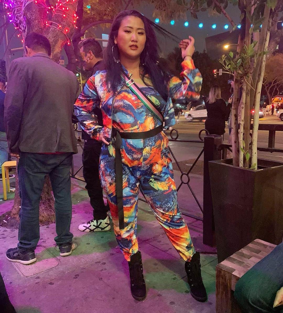 藤井美穂のインスタグラム：「I rocked at WeHo. Dress @heydazzlestyles Bag @strathberry」