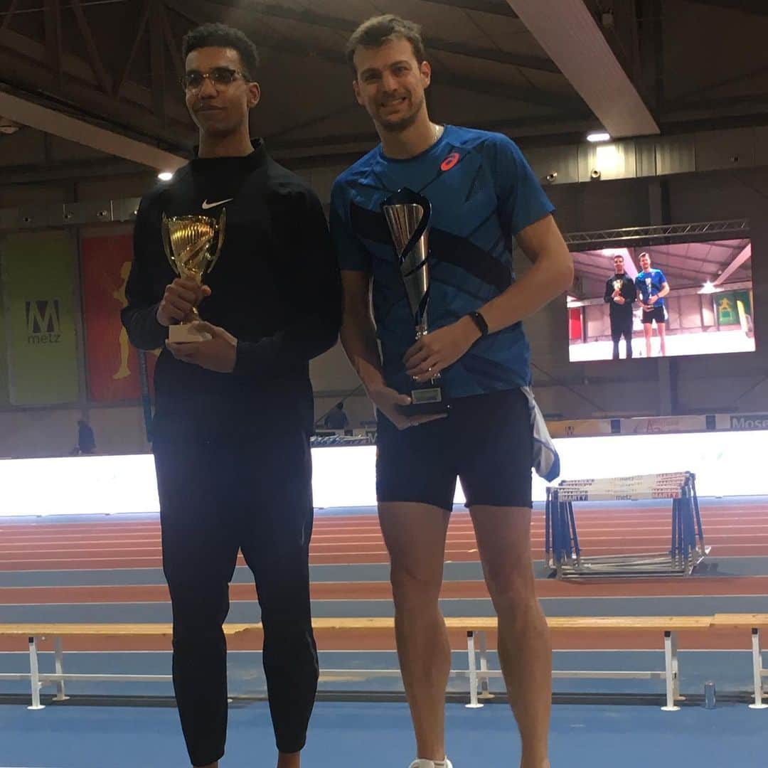 クリストフ・ルメートルのインスタグラム：「2ème du 60m du meeting de Metz, chrono de la saison égalé. 1er du 200m en 20s83, meilleur performance européenne de l’année.  Perfectible encore sur la mise en action mais très satisfait de la technique et du finish qui revient bien. #asics #meeting #competition #athletisme #sprint #metz #indoor」