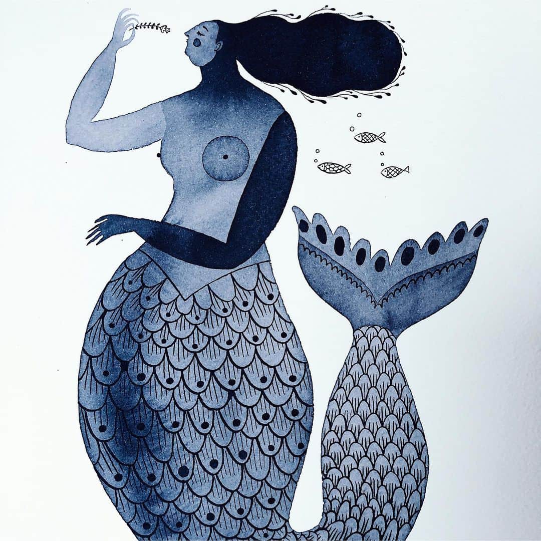 Dinara Mirtalipovaのインスタグラム：「A simple ink-on-ink warm up  Merrrrrmaids rule 🤟 #mirdinaramermaids」
