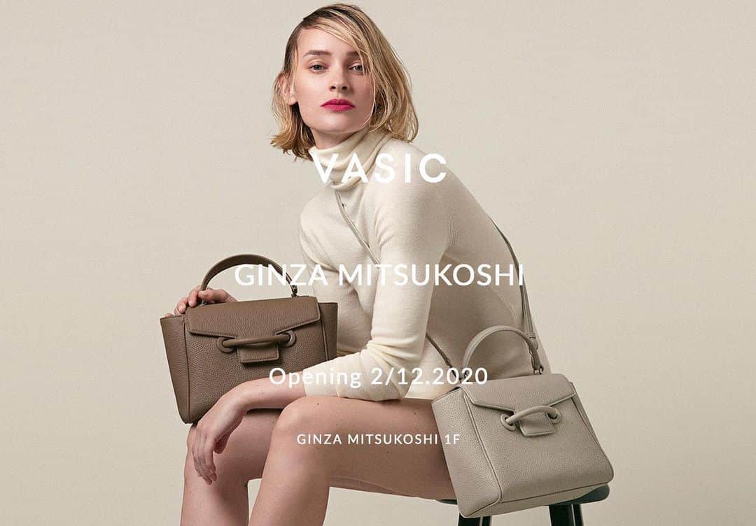 のインスタグラム：「VASIC  GINZA MITSUKOSHI  2020年2月12日（水）Opening!!! -  詳細はウェブサイトのNEWSをご確認ください。  http://www.vasic-newyork.jp/c_news/vasic-ginza-mitsukoshi-open/  #vasic #vasicisetanshinjuku #newopening #銀座三越1階 #ハンドバッグ売り場 #ginzamitsukoshi #ss20 #website #vasicnews」