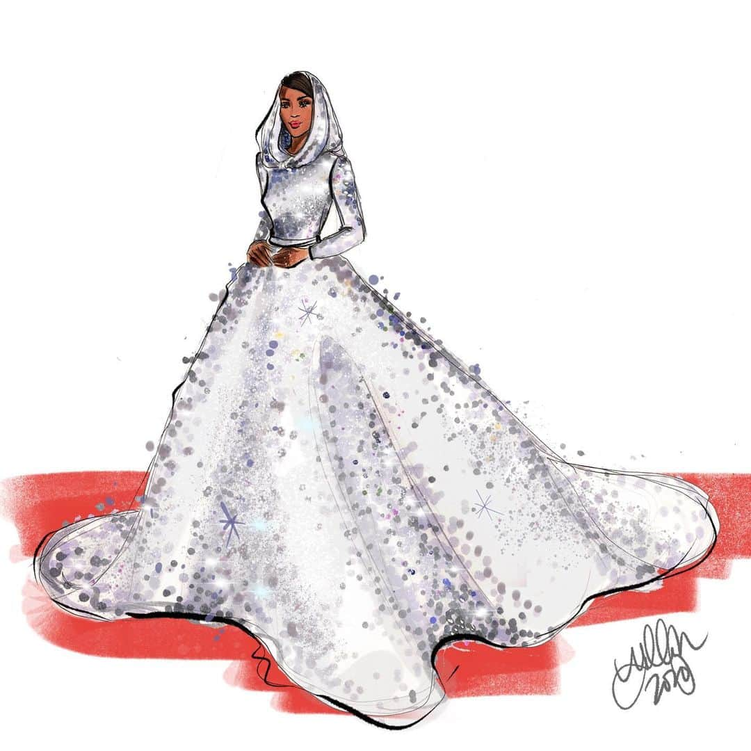 Holly Nicholsさんのインスタグラム写真 - (Holly NicholsInstagram)「Oscars shine 🌟 @janellemonae in custom @ralphlauren sketched with @copic_official. Process video in stories! #oscars #redcarpet #janellemonae #ralphlauren #fashionillustration #fashionsketch #livesketch #livesketching #hnicholsillustration」2月10日 11時05分 - hnicholsillustration