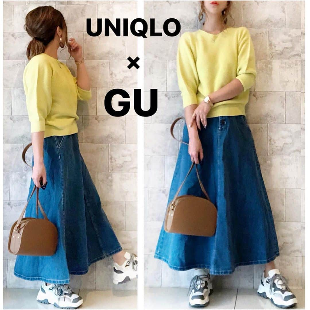 ❁coco❁さんのインスタグラム写真 - (❁coco❁Instagram)「【UNIQLO.GU】春ニット着回しコーデ 2020.2.10 イエロー×デニムスカート  にハイテクスニーカーコーデ👟 ・ knit… @uniqlo_ginza  skirt… @gu_for_all_ 去年 shoes… @lavishgate  bag … @apc_paris ・ -------------------------------------------------------- ・#coco購入品レポ 🙎‍♀️ 身長 162cm 通常 M  品名…  #3Dコットンバルーンスリーブセーター 価格… 2990円　サイズ… イエローMサイズ　ピンクLサイズ ---------------------------------------------------------- コーデ詳細はブログに✍️✨ @rococo39  のTOPから BLOG・楽天room ・youtube 火金配信 にも飛べます🕊❤︎ --------------------------------------------------------- #ユニクロコーデ #ユニジョ #uniqloコーデ  #UNIQLOu #uniqloginza2020ss  #uniqloginza2019fw #uniqloginza #上下ユニクロ部  #今日のコーデ #ママコーデ #プチプラコーデ #シンプルコーデ #着回しコーデ  #全身プチプラ #秋コーデ #おしゃれさんと繋がりたい たい #インスタ女子  #インスタ映え #アラサーコーデ #アラフォーコーデ  #30代コーデ #コーデ記録 #ロカリ #youtuber好きな人と繋がりたい #ファッションコーデ #ユニクロニット族　#アラフォーコーデ　#uniqlo2020ss」2月10日 21時29分 - rococo39