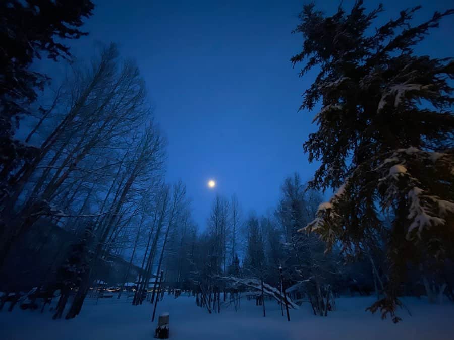 長谷川朋美さんのインスタグラム写真 - (長谷川朋美Instagram)「アラスカで見た＃オーロラ と#月 ✨なんて神秘的🌔 ・ 薄いけど夜空に広がるグリーンの光の帯を 見ることができました☺️ ・ これを見るのに毎晩朝方まで起きてたけど、 結果3泊のうち、2晩は見えた✨ ・ 写真後半はオーロラの出現の待機場所。 スノボ行った時の山の中腹にある レストランみたいなイメージ。 ・ 写真は閑散としていますが、 夜中は様々な国の方で賑わっていましたよ❣️ ・ 今回見られて大満足ですが、もっとはっきり見てみたい気もするので、いつかは#フィンランド かな⁉︎ ・ オーロラ以外にも楽しめることたくさんあったので、 今回の旅は大満足でした✨ ・ #moon #月 #オーロラ #aurora #AKASKA #hotsprings #温泉 #アラスカ #fairbanks #フェアバンクス #snow #雪 #chenahotsprings #nature」2月11日 7時01分 - hasegawa.elena.tomomi
