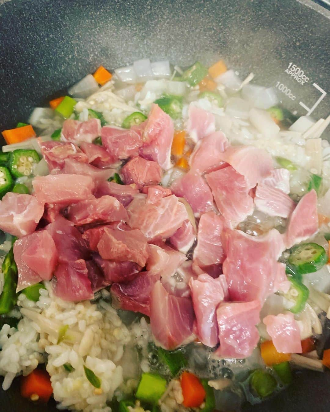 丸山桂里奈さんのインスタグラム写真 - (丸山桂里奈Instagram)「手作りごはんをはじめてから、マロがご飯を待たずにすぐに食べるようになりました🍚 やはり、わかるんですね。おいしいのがー。昨日作りましたが、冷蔵庫や冷凍庫に作り置きしながらですが、結構もちます。私は作ったのはなるだけ早めに実家に届けてそのときのを食べてもらうようにしてますが😊❤️🍚 今日の献立は、主力にぶり。そしてアスパラ、大根、えのき、オクラ、人参、ごはん少々、プチトマトです🍅 人間もたべれる味なので、安心してわんこたちにもたべてもらえるのは嬉しいし、愛情込めて作ることは伝わるし、健康で長生きしてもらうためにも必要だなと感じています♫なかなかマロがここまでくいつくのが珍しいので！ 気づいて写真撮ろうとしたらもう、ありせんでした笑笑📷🐟 #手作りごはん #長生き犬ごはん #ぶり #お魚は皮膚にとてもいいみたい #お魚たべれるなんて #私は魚が苦手だけどさばくのは得意 #生臭いけどそれも栄養なんだなー #あたしは肉派 #毎日手作りごはん #はまりんぐ #わんこたちの健康一番 #みんなが長生き出来ますように #いい意味で #インスタバエ」2月25日 20時24分 - karinamaruyama