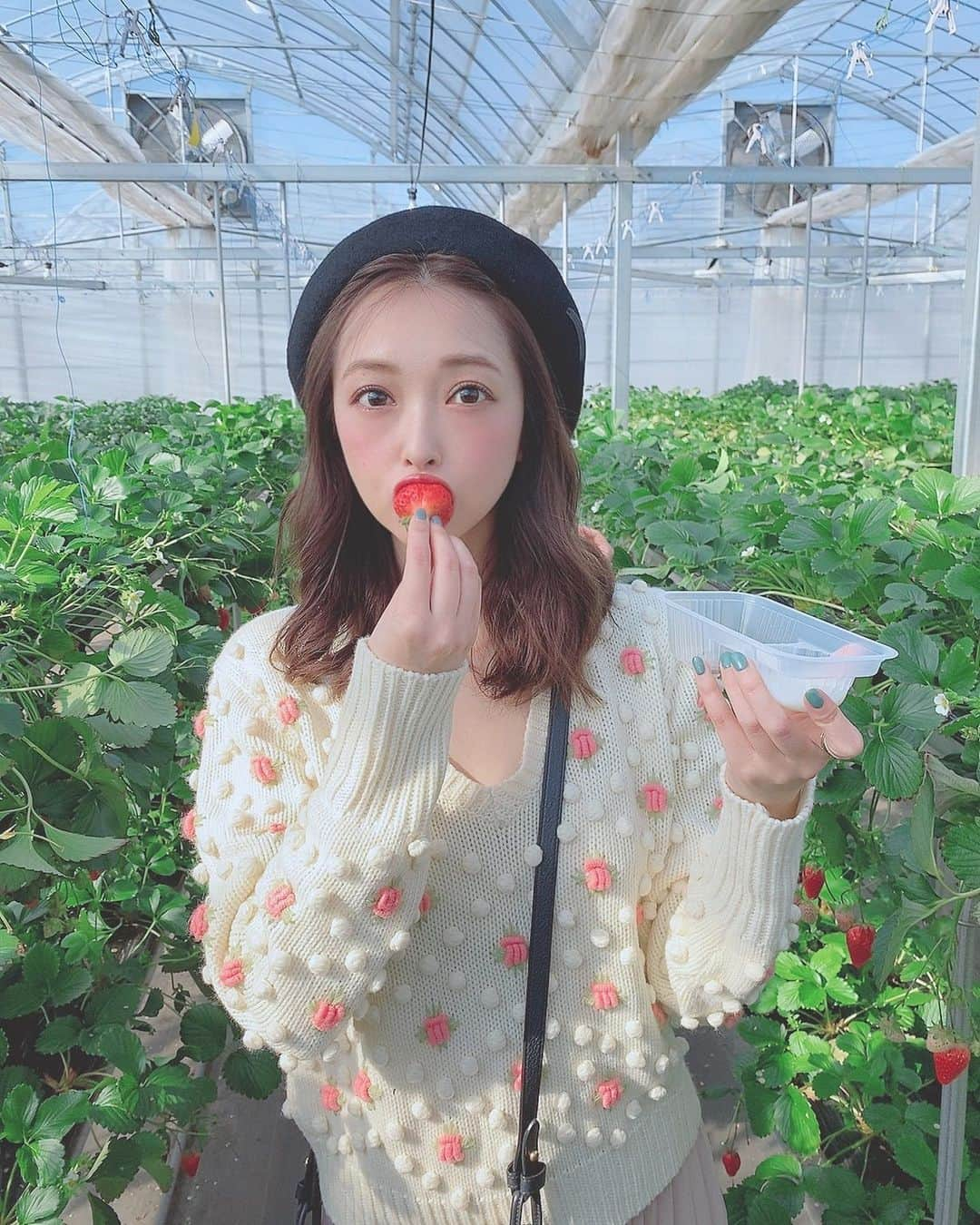 山内遥さんのインスタグラム写真 - (山内遥Instagram)「. .  大満足のいちご狩り〜😋🍓💕 摘みたてが甘くてつい食べすぎた！ シャトー勝沼でワインの試飲も...🍇🍷 . .  #いちご狩り#山梨fujiフルーツパーク」2月25日 21時15分 - haruka__yamauchi