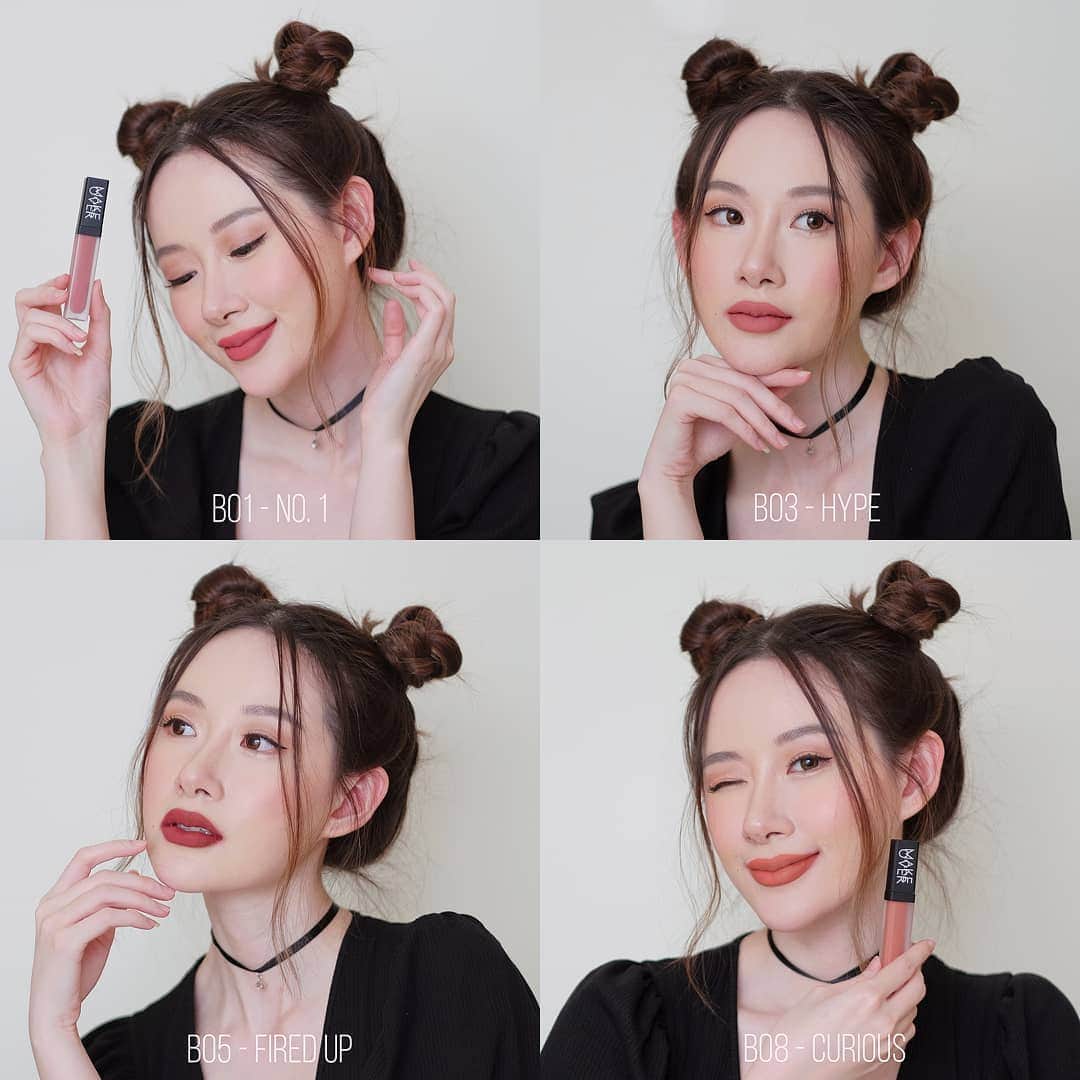 エリッサ・ヤマダのインスタグラム：「Ah, lip products — the one makeup that I can't live without! ♥️ It can instantly make me look fresh, boost my confidence, and uplift my mood! Serius deh, walaupun di rumah seharian, aku sering banget put on a lip product biar lebih semangat (ada yang gini juga nggak?) 😁  Here I'm wearing my favorite shades of @makeoverid Transferproof Matte Lip Cream (ini lip cream bener2 tahan lama banget sih. Bagi yang bibirnya kering bisa pakai lip balm dulu ya). I actually love all the colors, but I think these 4 colors suit my skintone the most (supaya ada gambaran, shade aku untuk Makeover cushion itu N-10 ya). Kalau shade favorit kalian dari lip cream ini yang mana guys?  Btw Transferproof Matte Lip Cream ini udah available di official store @makeoverid seluruh Indonesia, yay! 💃  #BeautyAllWays #StayOnColor」