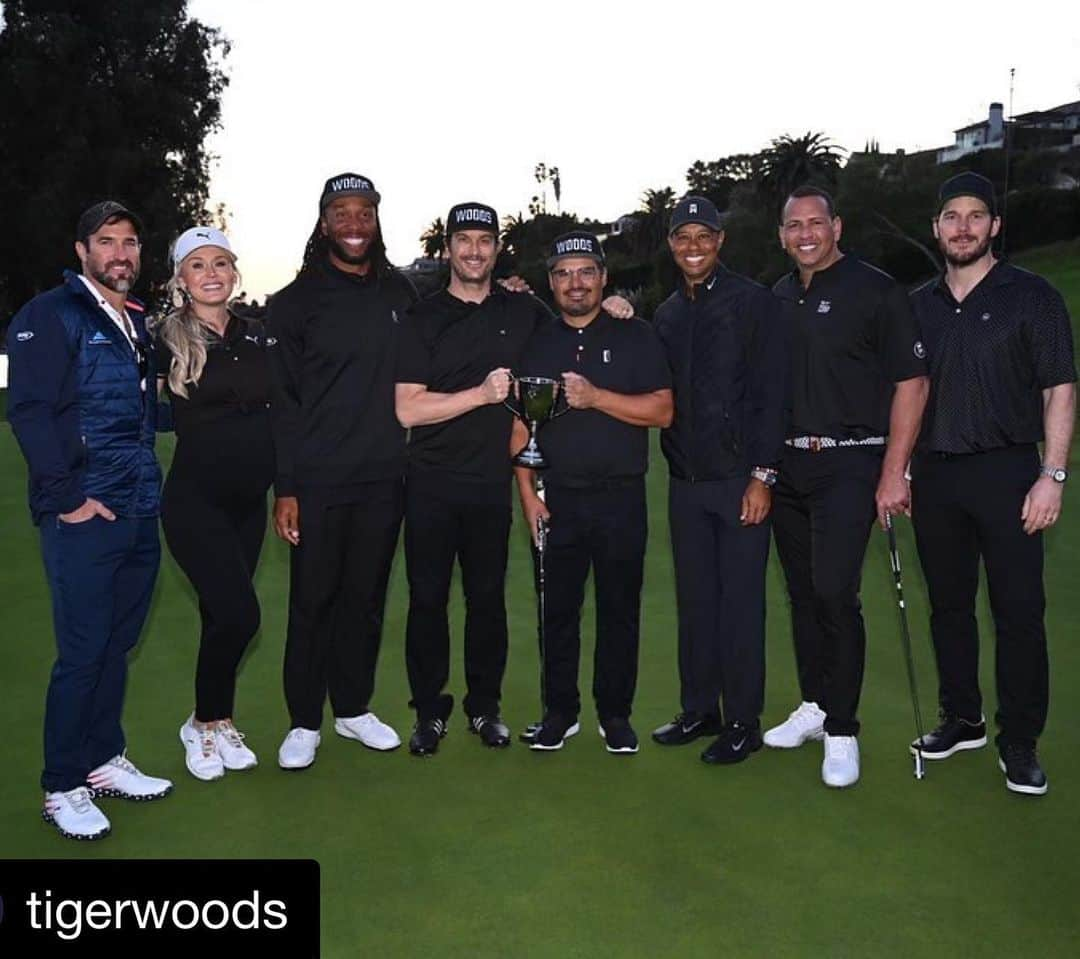 マイケル・ペーニャのインスタグラム：「Playing next to @tigerwoods @blaironealgolf @larryfitzgerald @theoliverhudson @arod was amazing! Shout out to @pingtour @bettinardigolf @travismathew @gfore for the gear!」