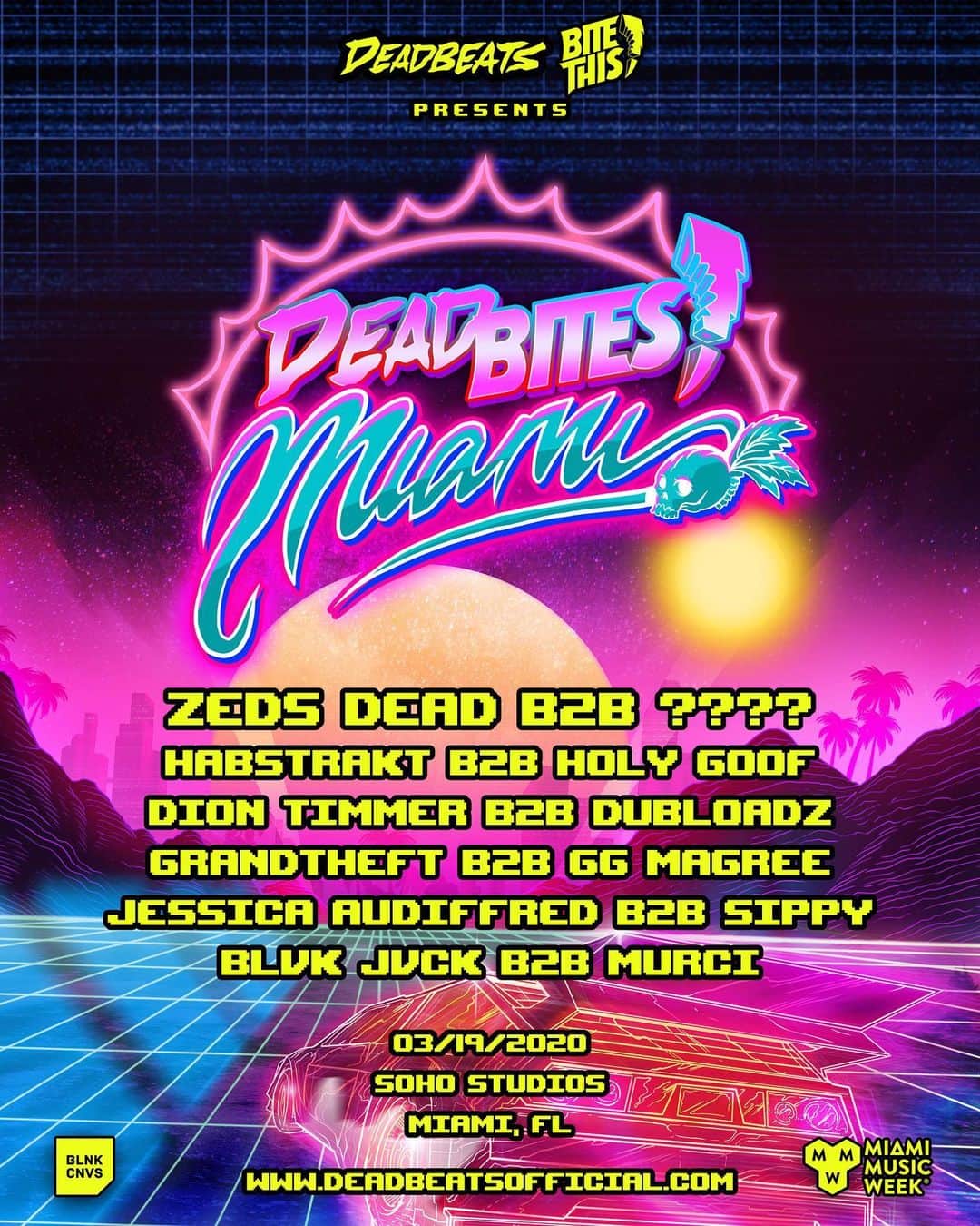 Zeds Deadさんのインスタグラム写真 - (Zeds DeadInstagram)「DEADBITES MIAMI 🌴 can’t wait to be back for the 4th year in a row with @deadbeats x @heybitethis and some friends! Ticket link in bio 🥳」2月12日 7時01分 - zedsdead