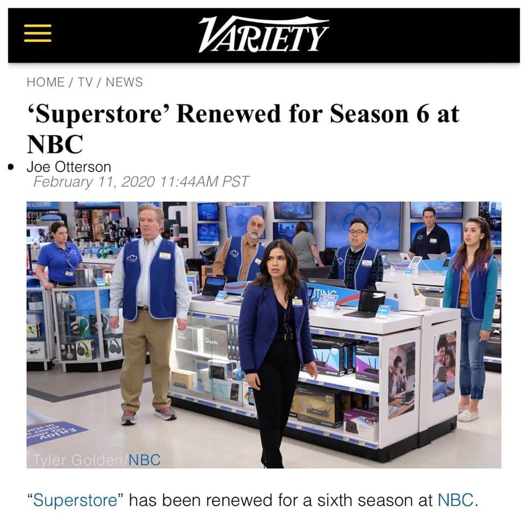 アメリカ・フェレーラさんのインスタグラム写真 - (アメリカ・フェレーラInstagram)「Superstore will be back for a season 6! 🎉🎉🎉🎊🛒🛒🛒🛒🎊🎉🎉🎉」2月12日 9時00分 - americaferrera