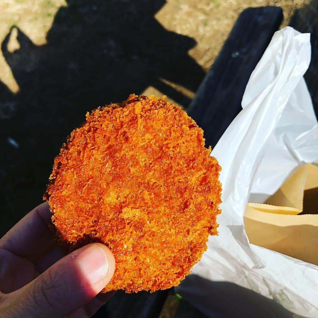 イモトアヤコさんのインスタグラム写真 - (イモトアヤコInstagram)「・ 公園で 揚げたてメンチを 貪り食らう 至福以外のなにものでもない #JAPAN最高」2月12日 14時10分 - imotodesse