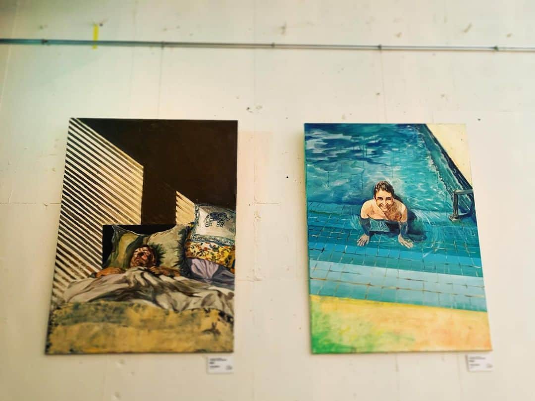 Rie fuさんのインスタグラム写真 - (Rie fuInstagram)「Bed, pool. Oil on canvas. 3/29ライブチケットのリンクはプロフィールから↑🌈#Riefu #painting #exhibition #tokyo #shibuya #gallery #art #music」2月12日 17時41分 - riefuofficial
