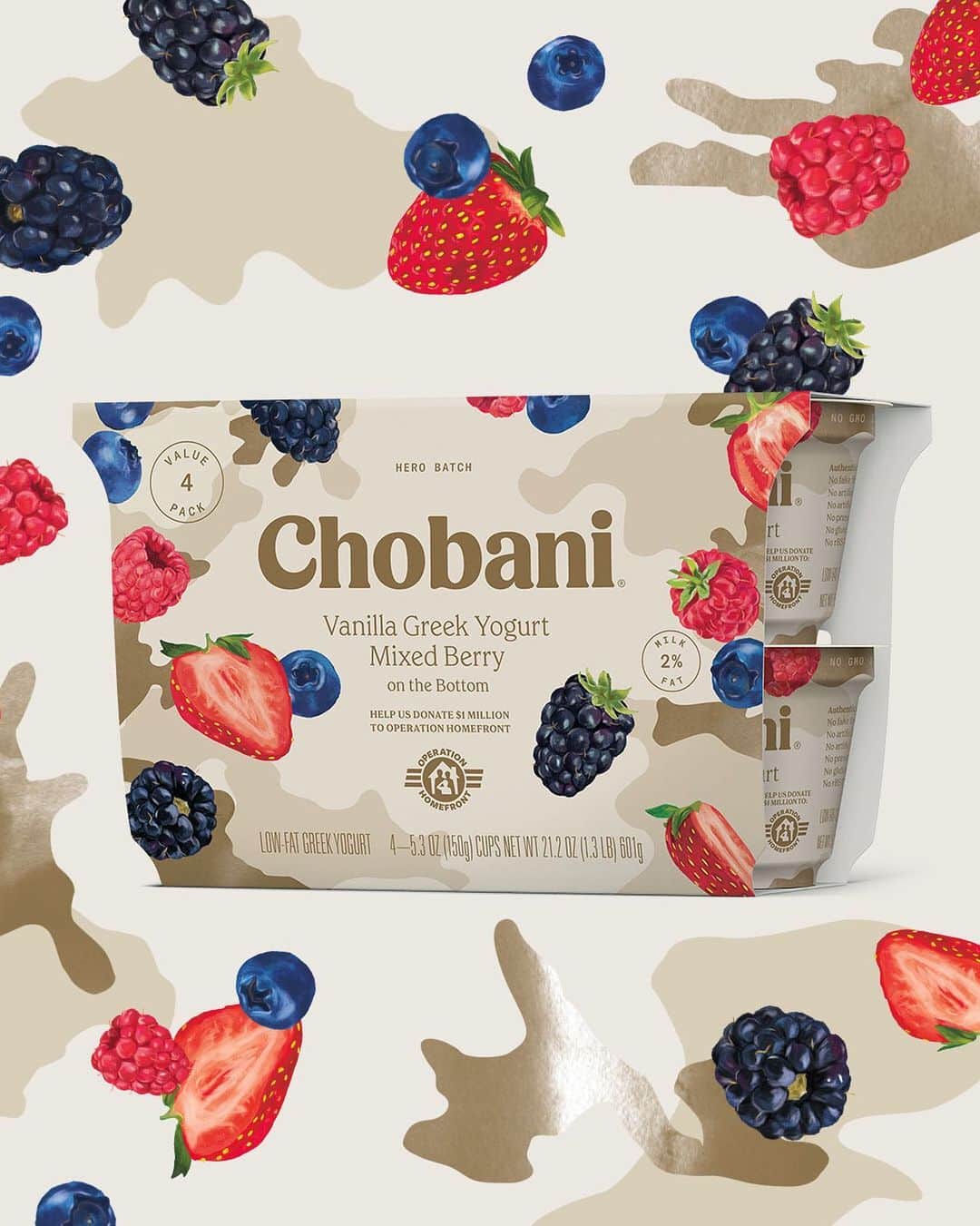 のインスタグラム：「Hero Batch is not only a delicious flavor, crafted with vanilla Greek Yogurt atop real mixed berries, it’s an opportunity to give back to America’s military families, made in partnership with @operationhomefront」
