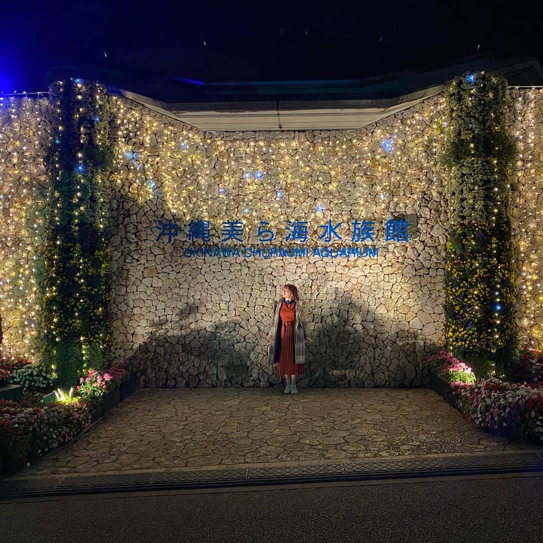 兼田恵さんのインスタグラム写真 - (兼田恵Instagram)「色補正しなくても最高に綺麗な蒼の世界…✨ ジンベエさんのでっかさ、水槽のでっかさは生で観ないとわからなかったわぁ！マンタさんの空気の柱をくるくる姿が可愛い😍 #美ら海水族館 #女子旅 #ナイトアクアリウム #沖縄旅行」2月13日 21時51分 - earl_megu