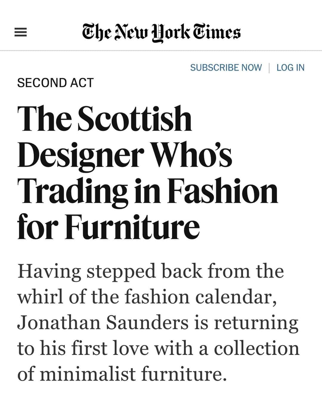 ジョナサンサンダースさんのインスタグラム写真 - (ジョナサンサンダースInstagram)「It’s out! Pleased to announce with @nytimes @tmagazine the launch of my debut furniture collection 🖤! Thank you @hanyayanagihara @a_m_n_h @lexbrazilian  #saunders」2月14日 0時18分 - saundersstudio