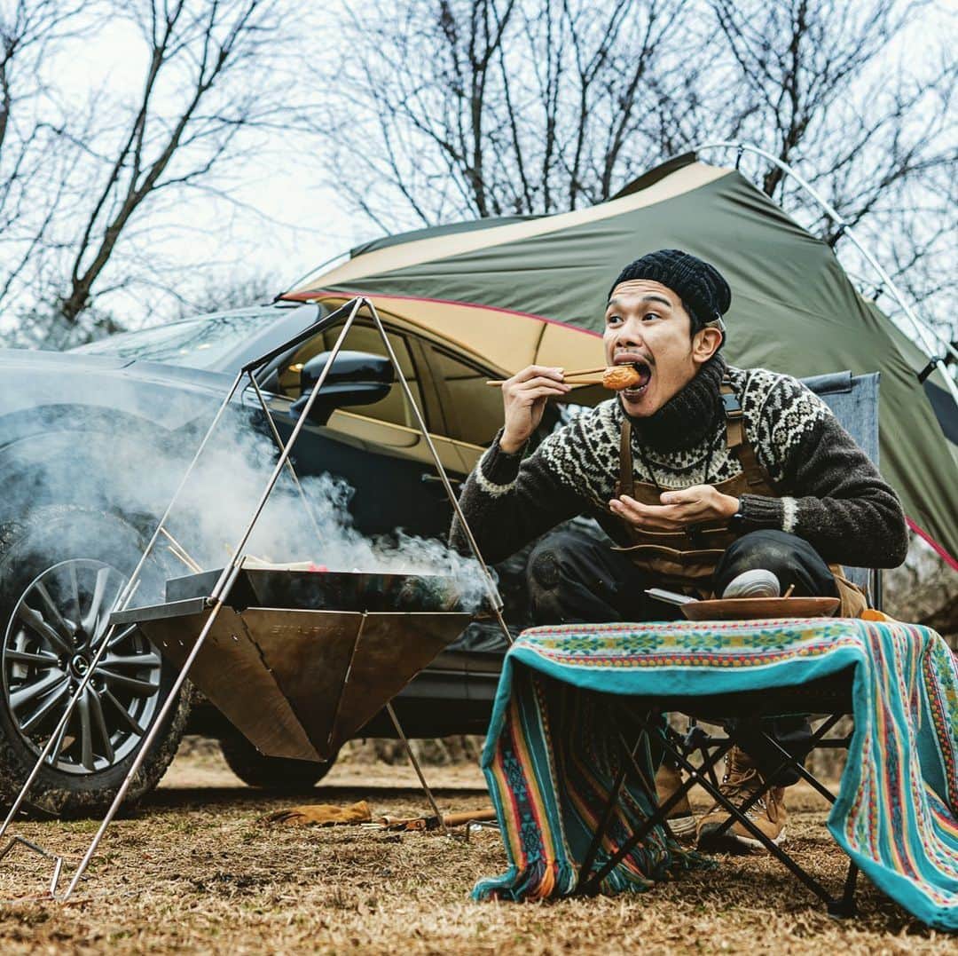 ビートないとーのインスタグラム：「本日21時に動画をアップします⤴️ 今回はマツダさんにCX-5タフスポーツスタイルという車をお借りして、デイキャンプに行って来ました🚙  おでんを作ったんですが、めちゃ旨でした👍寒い季節は温かい食べ物に限りますね🍢  もし良かった見て下さい🕺✨」
