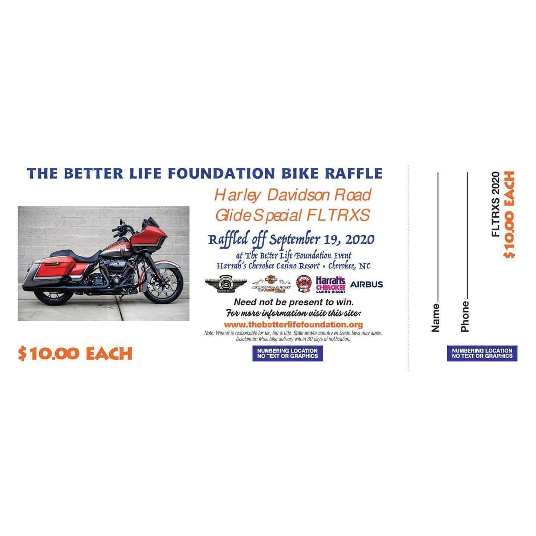 3 Doors Downのインスタグラム：「Raffle tickets are now on sale for this year's The Better Life Foundation 2020 Road Glide Special FLTRXS.  Need not be present to win. Link in bio to purchase.」
