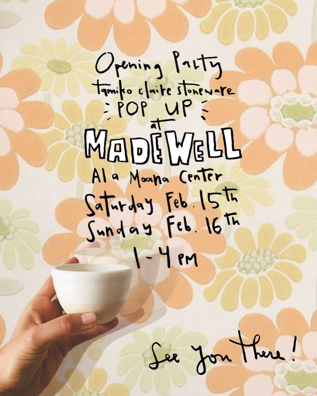 Tamikoのインスタグラム：「hi friends! 〰️ if you are in Hawai’i this weekend, please come by my little pop up @tamikoclairestoneware at the opening party for @madewell (in Ala Moana by Longs). it’s their first Hawai’i location guaranteed to be a fun time! very humbled to be there among the talented @susanna_cromwell_art and @paikohawaii as well. Hope you can make it! 今週末好きなブランドのMadewellのオープニングパーティーでポップアップやってます！ハワイにいたら来て下さいね 🌼🧡#everydaymadewell #tamikoclaire」