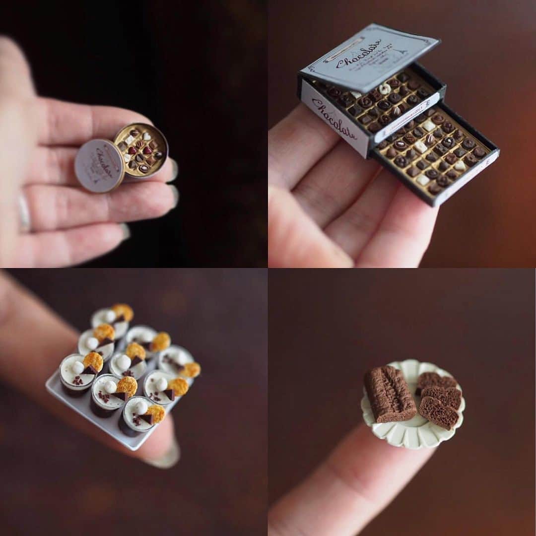 kiyomiさんのインスタグラム写真 - (kiyomiInstagram)「❤︎ hand made miniatur 🍫 size  1/12 . ・ #stvalentinesday .  バレンタインデーということで 過去に作ったミニチュア チョコレートを。 ・ 中学三年生の時に はじめてあげたチョコは 残念な結果に〜 甘くて切ない、青春の思い出❤️ふふ ・ ・ ・ ・ ・ ・ ・ ・ ・ #ミ二チュア#miniature#ギフトチョコレート # #miniaturefood#ミニチュアフード #miniaturefood #チョコレート #instagramjapan #dailyinstagram #ig_photooftheday #IGersJP #photographyoftheday #KAUMO #cute #ink361_asia #cute#onmytable#instagramjapan #dailyinstagram #ロゴ#パッケージ #Chocolate」2月14日 9時13分 - chiisanashiawase2015
