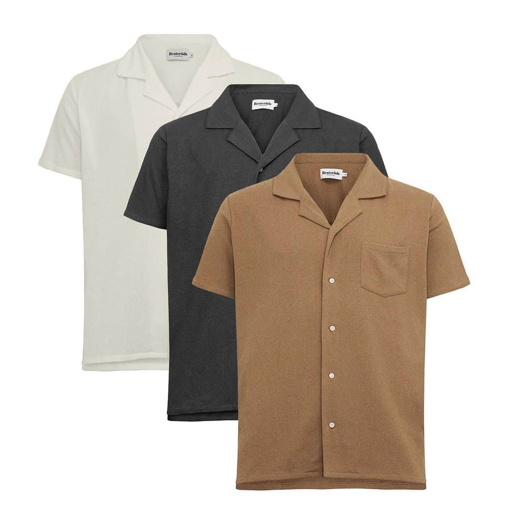 レステロッズのインスタグラム：「Terry Resort shirt. Off-White, Pirate Black or Light Brown. #resteröds」