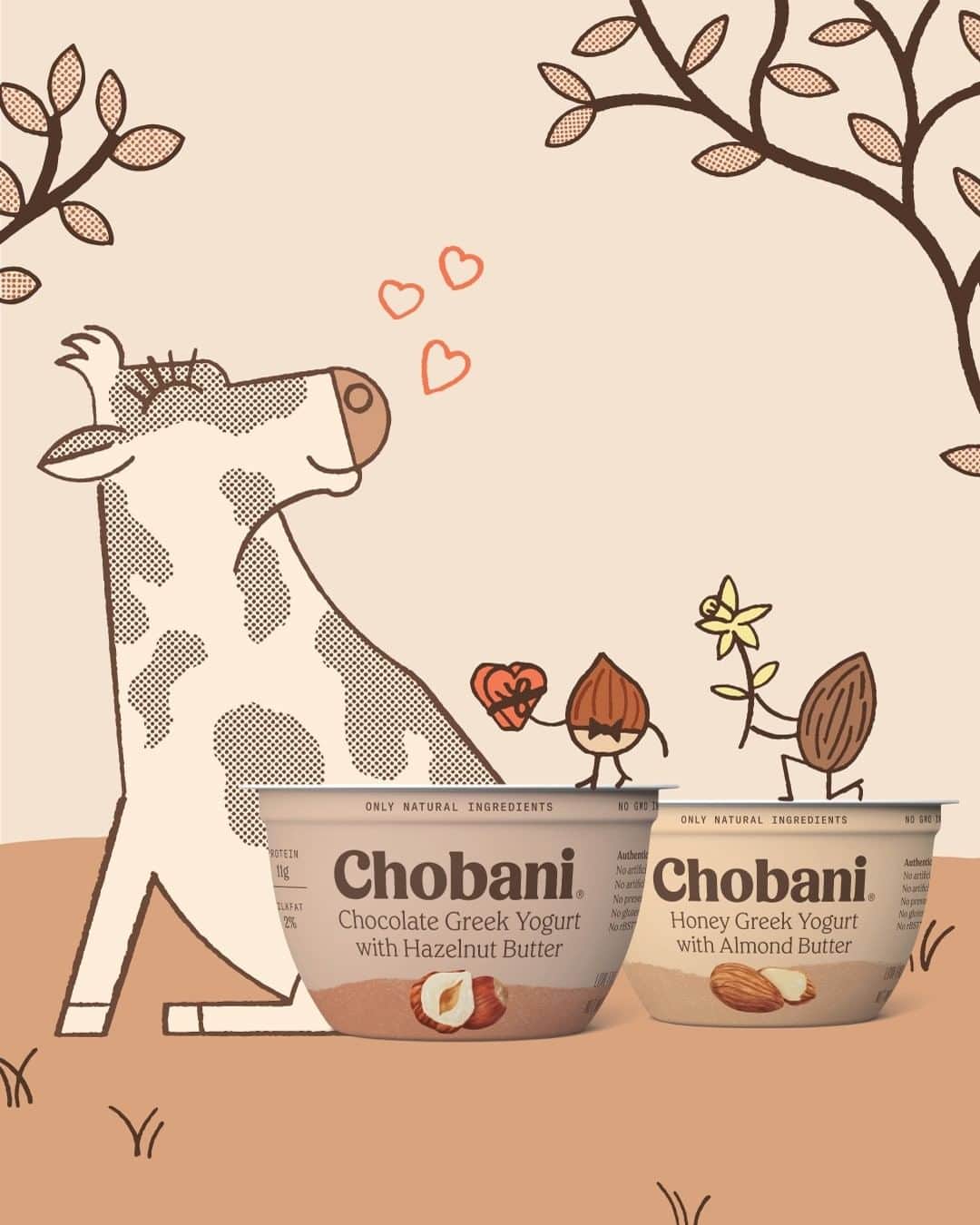 のインスタグラム：「Celebrate love with a snack inspired by perfect matches. What’s your favorite Nut Butter with Greek Yogurt flavor? 🐮❤️🌰」