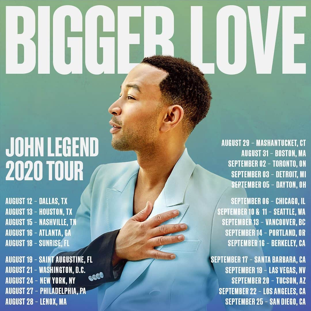 ジョン・レジェンドさんのインスタグラム写真 - (ジョン・レジェンドInstagram)「Tickets to my #BIGGERLOVETOUR are on sale now! johnlegend.com」2月15日 3時01分 - johnlegend