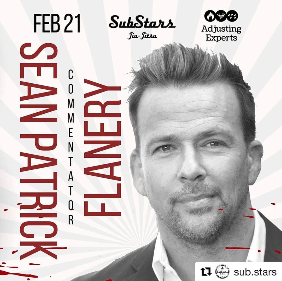 ショーン・パトリック・フラナリーのインスタグラム：「#Repost @sub.stars ・・・ We’re happy to announce the second edition to our PPV commentating team Sean Patrick Flanery @spflanery actor in movies “Boondock Saints” “Powder” “Saw” and BJJ Black Belt gym owner! . Feb 21st right here in Miami Beach, FL. SubStars at The Fillmore @fillmoremb 🔥🔥 Watch Live on PPV, Tickets on Sale now! . Purchase PPV and Tickets on our website substars.us, link in Bio! Limited release rash guard on pre-sale now - @sub.stars collab with @heelhookersintl visit heelhooker.com . Official sponsor 👉@adjustingexperts👈 PPV provided by @gamblersjiujitsuclub Fighter management @fighterschoice Event set build @scottywonders . . #substars #adjustingexperts #fighterschoice #gamblersjiujitsuclub #heelhookerintl #scottywonders #bjj #grappling #gi #miami #miamibeach」