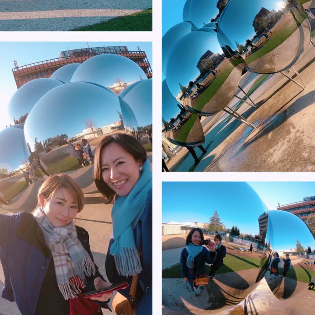 長嶺菜菜子のインスタグラム：「. ✈︎石川県金沢市﻿ ﻿ ﻿ 金沢21世期美術館👨🏽‍🎨🗿🎨﻿ ﻿ ﻿ 球体から見る世界🟠🟡🟢🔵﻿ ﻿ ﻿ 不思議な世界👾﻿ ﻿ ﻿ ─︎─︎─︎─︎─︎─︎─︎─︎─︎─︎﻿ #金沢21世期美術館﻿ ﻿ 兼六園から徒歩5分﻿ 東茶屋町から徒歩15分﻿ ﻿ 観光名所を一気に回れる🙌﻿ ﻿ 今回、回ったルート👣　﻿ ﻿ 金沢駅﻿ →バスで東茶屋町（10分）﻿ →徒歩で兼六園（15分〜20分）﻿ →徒歩で21世期美術館（5分）﻿ ﻿ ﻿ ﻿ 金沢21世期美術館で有名なのは﻿ 有料で観れるアート「プール」﻿ ﻿ けど﻿ 今回私たちは﻿ そこには入らず。﻿ ﻿ 無料スポットでたんまりと﻿ アートを体感＆楽しんできた😚🙌﻿ ﻿ ﻿ ﻿#旅なな」
