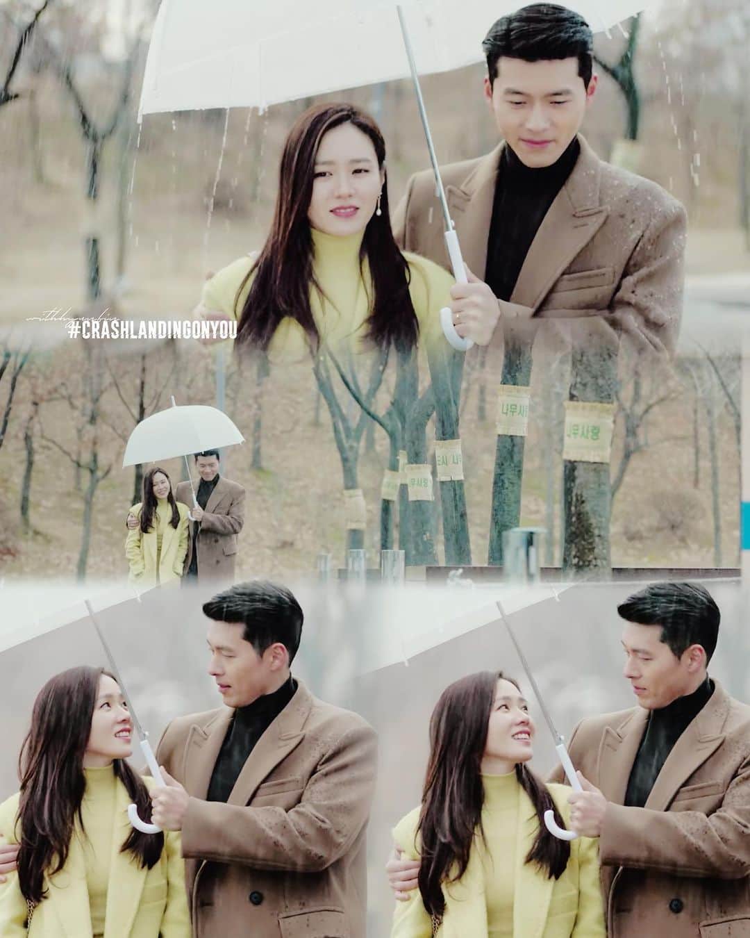 ヒョンビンのインスタグラム：「Something in the rain ☔️ —— #crashlandingonyou #사랑의불시착 #hyunbin #현빈 #ヒョンビン #玄彬 #sonyejin #손예진」