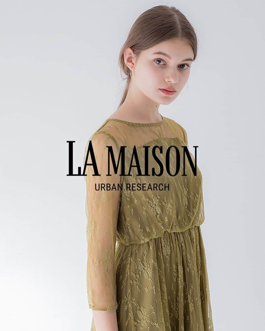 のインスタグラム：「. LA MAISON ﻿ 20SS NEW COLLECTION ﻿ ﻿ 不動の人気レースワンピースから春の新色、 ピスタチオカラーが登場。﻿ 一味違ったレースもオススメです。﻿ ﻿ ﻿ #dress #onepiece﻿ #オケージョン﻿ #結婚式」