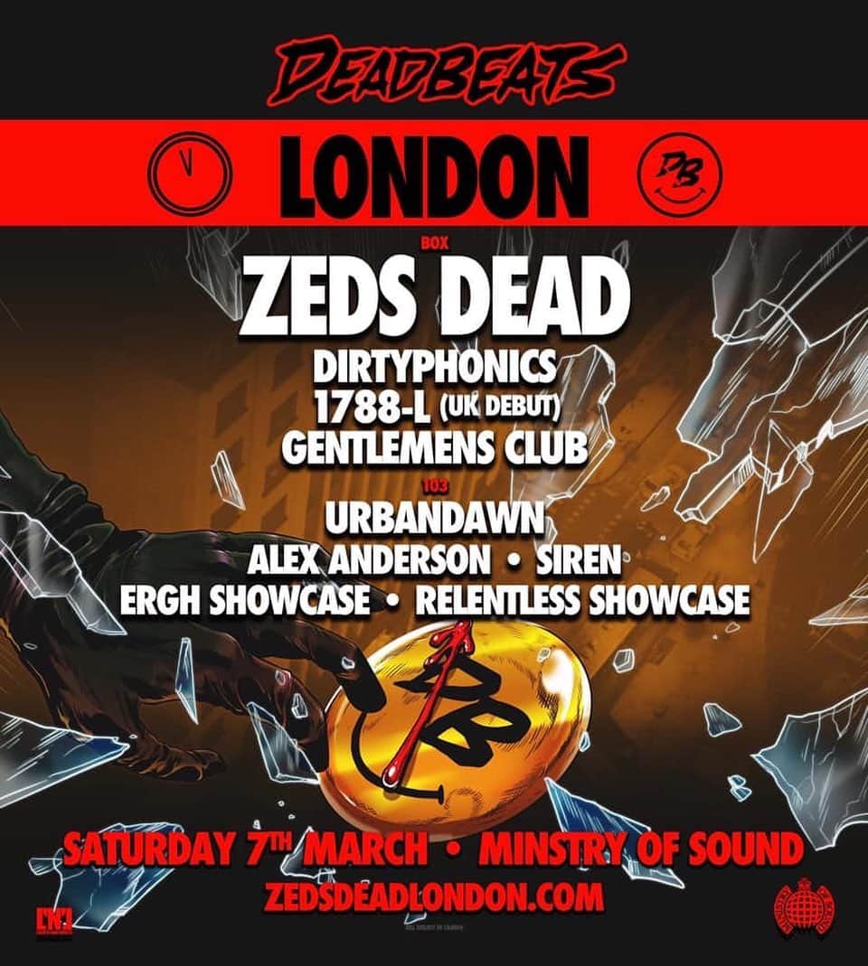 Zeds Deadのインスタグラム：「3 weeks til we are back in LONDON with the @deadbeats crew 🤘」