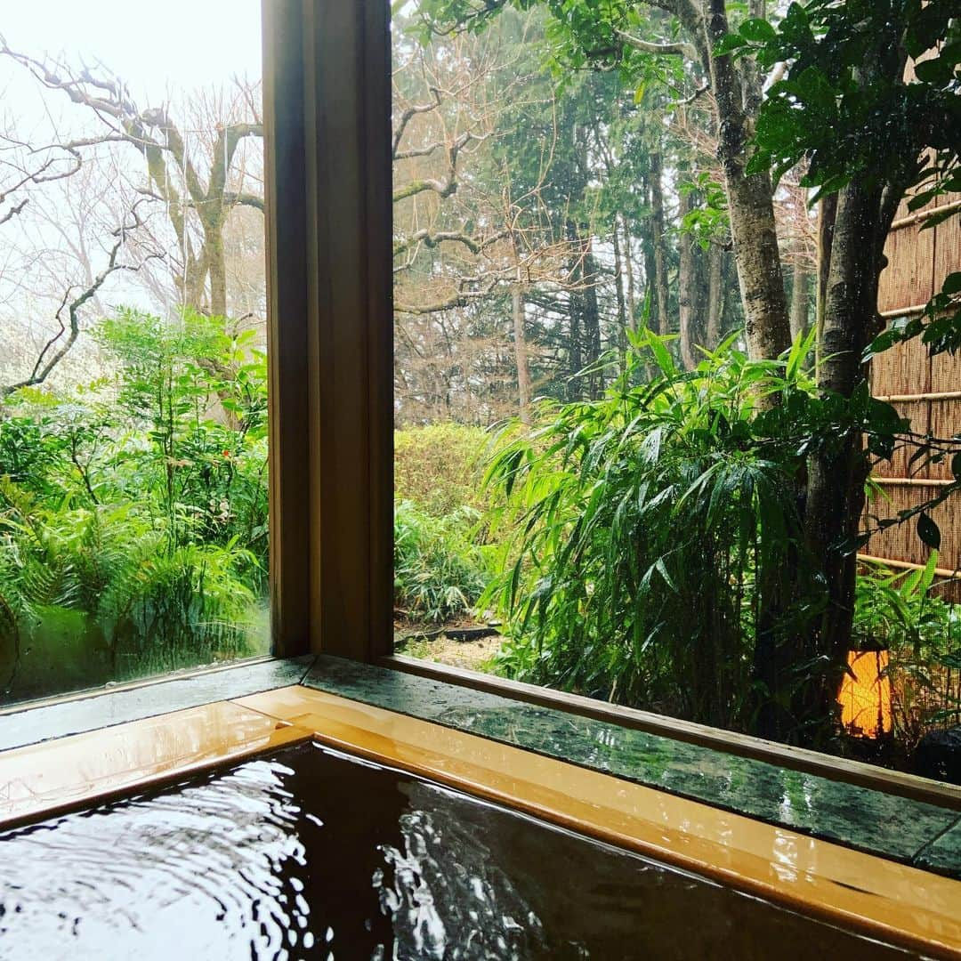 志摩有子さんのインスタグラム写真 - (志摩有子Instagram)「今朝の湯河原は雨。部屋で朝風呂。昨日使ったタオル類が朝にはきちんと新しく用意されている。バスタオルもフェイスタオルもたっぷり4枚ずつ。さりげない心遣いが嬉しい。 追記 朝食後にもまた新しく替えられていた。 #石葉#湯河原#温泉#内風呂#朝風呂」2月16日 9時16分 - ariko418