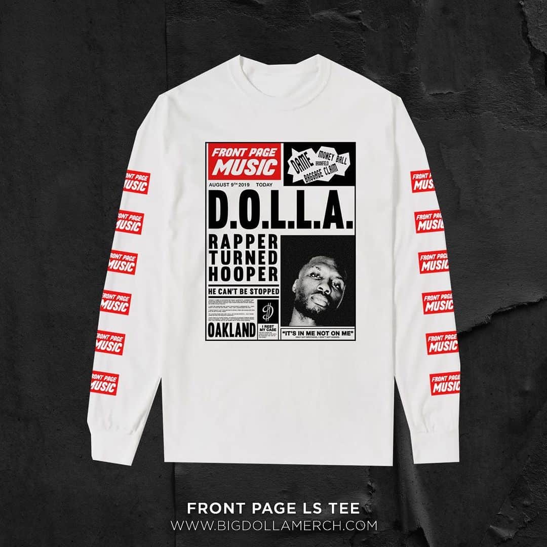 デイミアン・リラードのインスタグラム：「Hyped for my performance with @liltunechi and @jeremih at #NBAAllStar tonight! New #FrontPageMusic x #DameDOLLA merch available now at BigDOLLAmerch.com. Tap in! — Lead designer: @mooyagi」